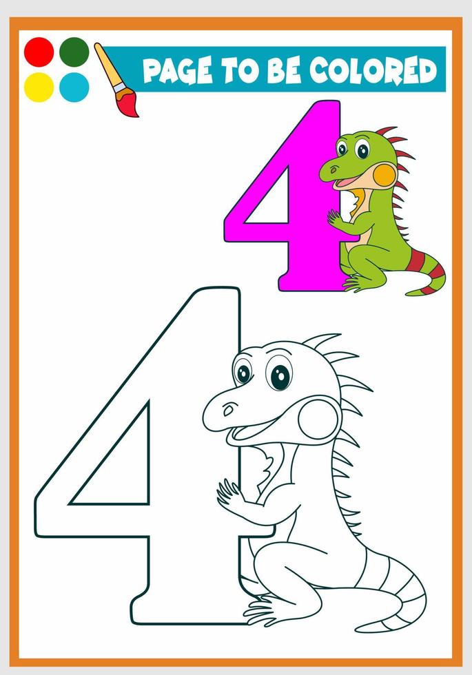 coloring book for kids cute iguana vector