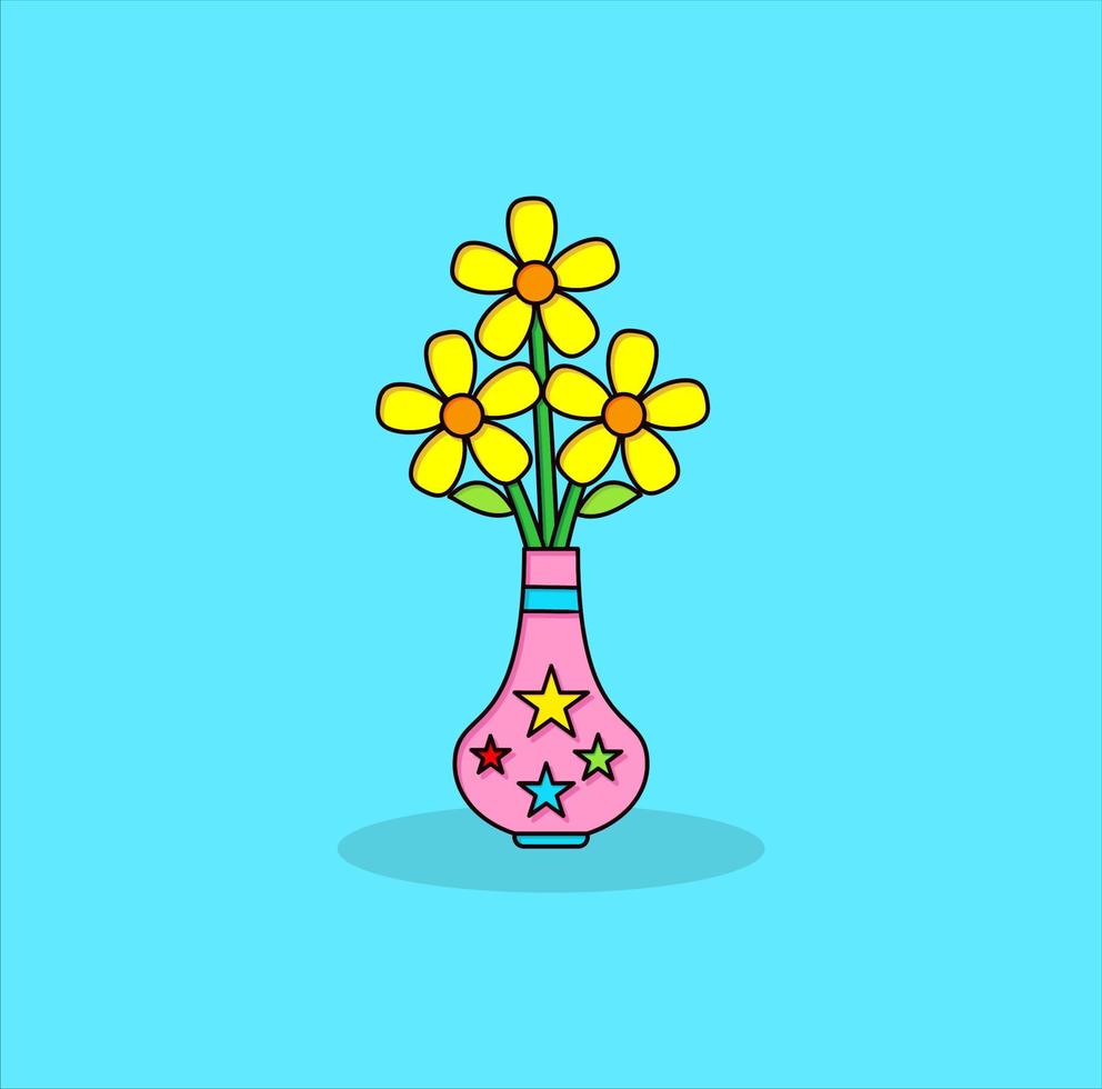 three yellow beautiful flower vector