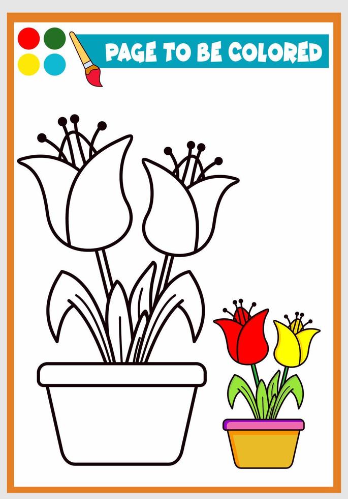 coloring book for kids beautiful flower vector