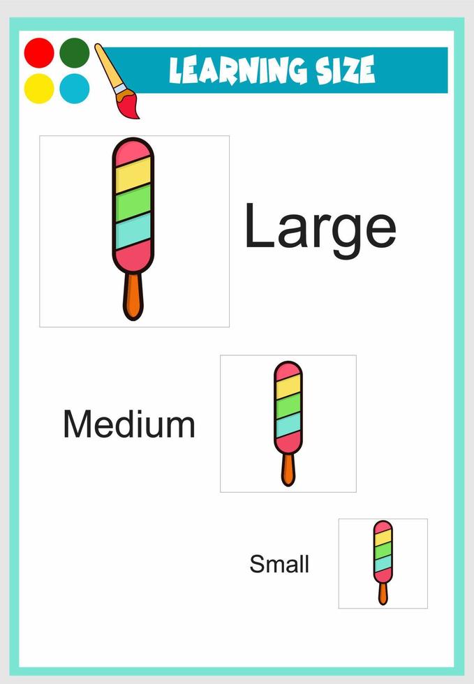 learning size for kids , delicious ice cream vector