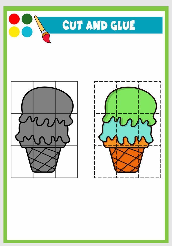 cute and glue for kids, delicious and sweet ice cream vector