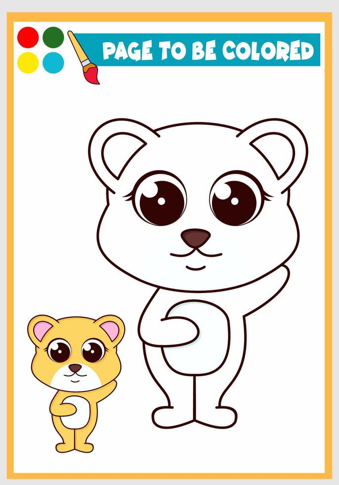 coloring book for kids with bear, Coloring template, Children's coloring vector