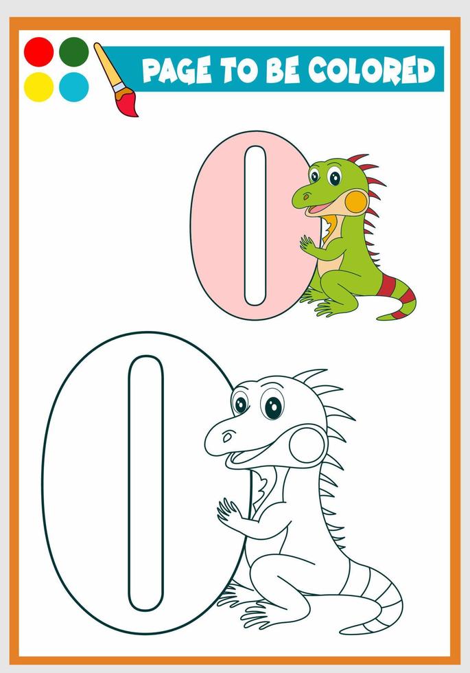 libro para colorear para niños linda iguana vector