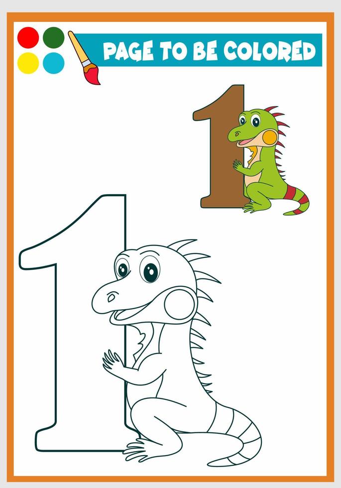 coloring book for kids cute iguana vector