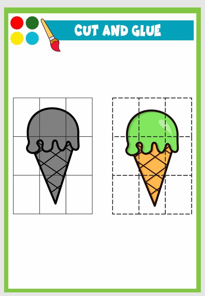 cute and glue for kids, delicious and sweet ice cream vector