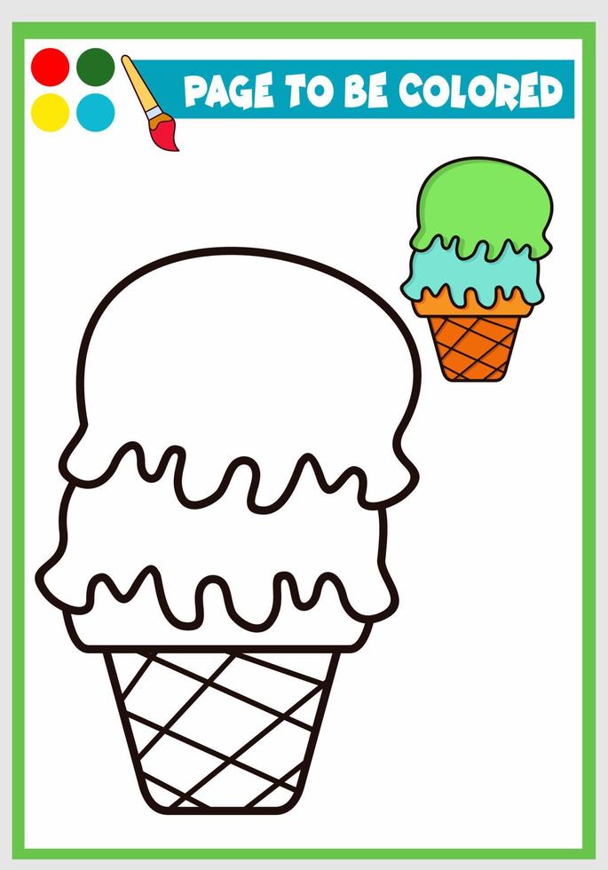 coloring book for kid , sweet and delicious ice cream vector