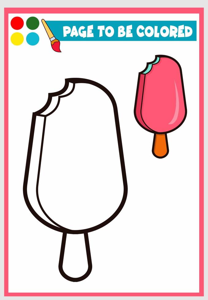 coloring book for kid , sweet and delicious ice cream vector