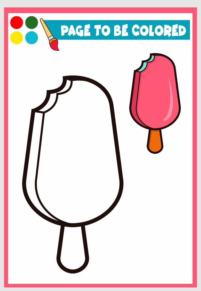 libro para colorear para niños, helado dulce y delicioso vector