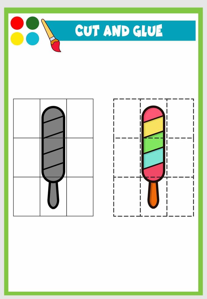 cute and glue for kids, delicious and sweet ice cream vector
