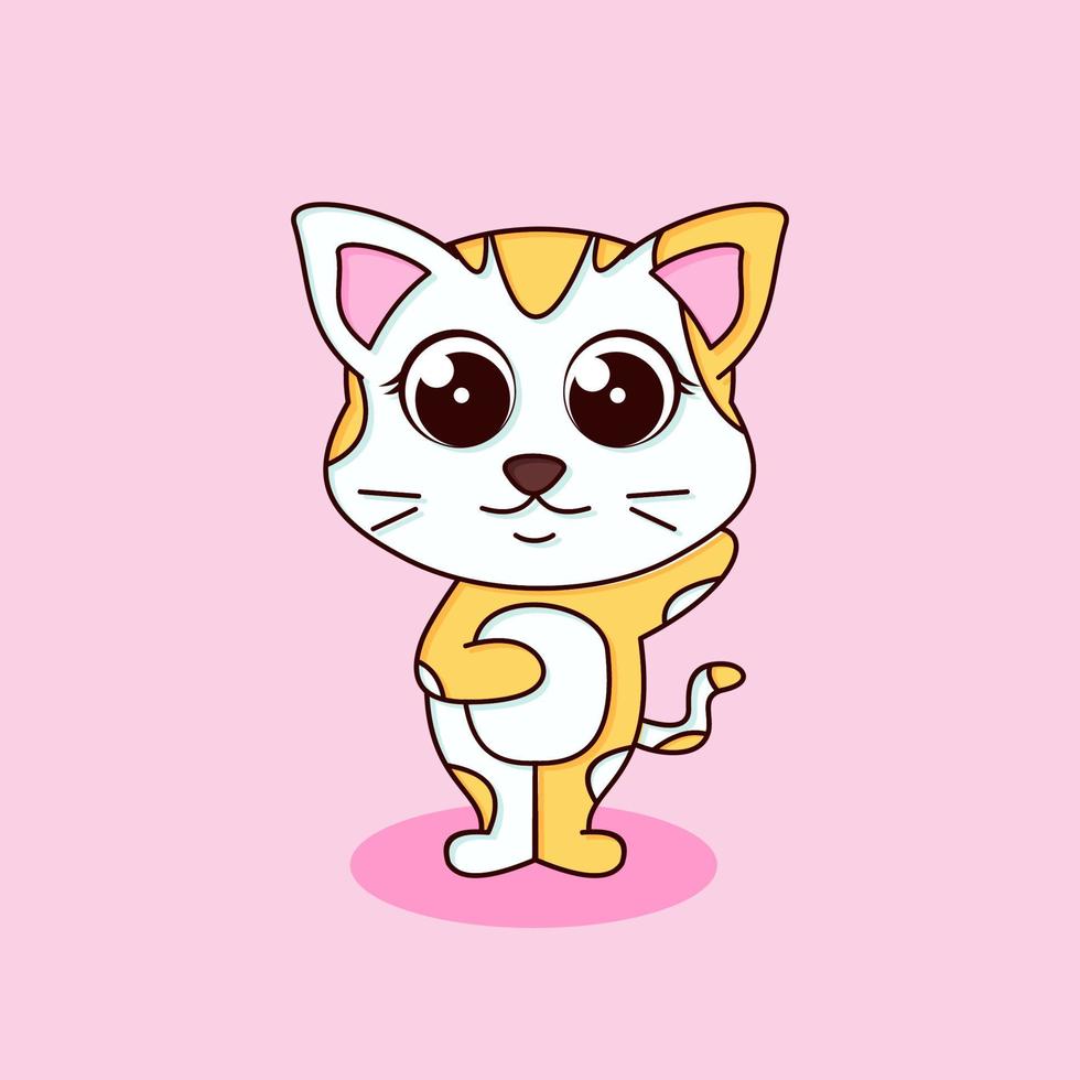 Cute baby cat icon illustration.flat cartoon style vector