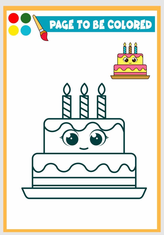 coloring book for kids with cake, Coloring template, Children's ...