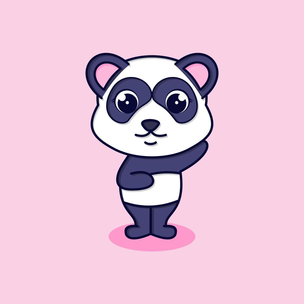 Cute baby panda icon illustration.flat cartoon style vector