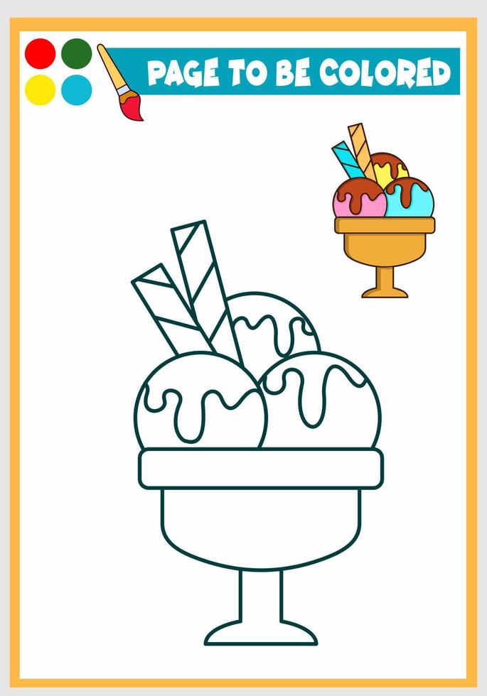 coloring book for kids with ice cream, Coloring template, Children's coloring vector