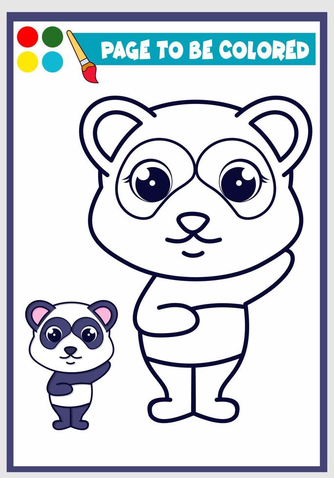 coloring book for kids with cute panda, Coloring template, Children's coloring vector