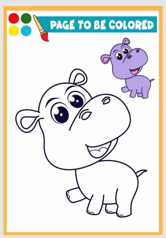libro para colorear para niños con hipopótamo, plantilla para colorear,  colorante para niños 8127685 Vector en Vecteezy