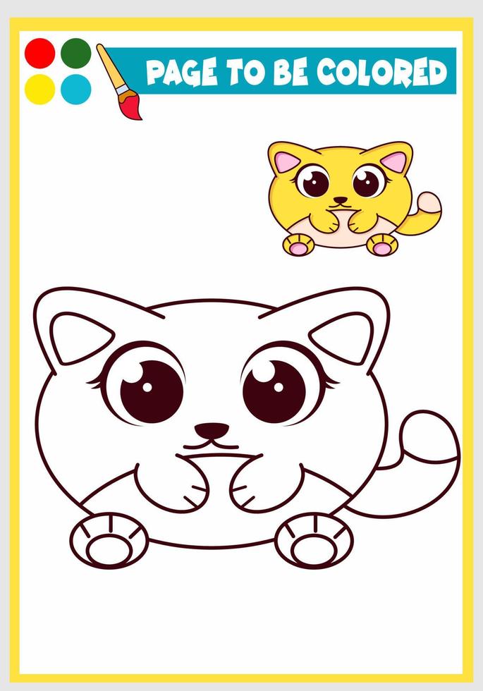 ilustración infantil para colorear con lindo gato vector