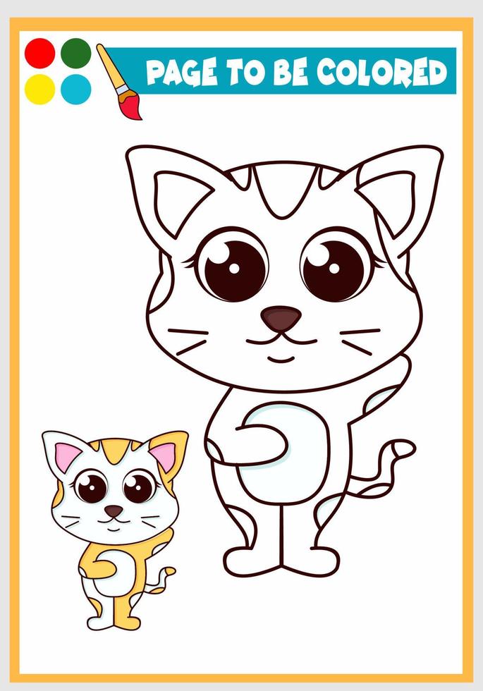 libro para colorear para niños con gato, plantilla para colorear, colorante para niños vector