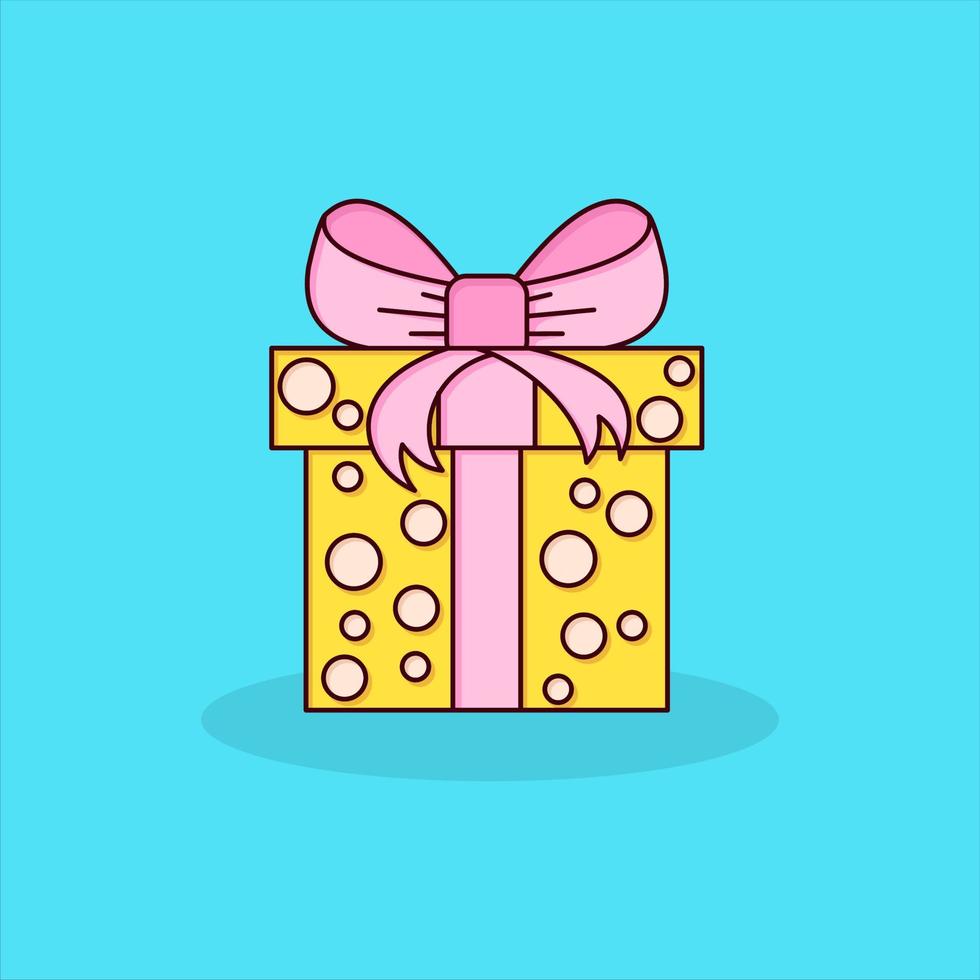 ilustración de vector de estilo de dibujos animados de caja de regalo