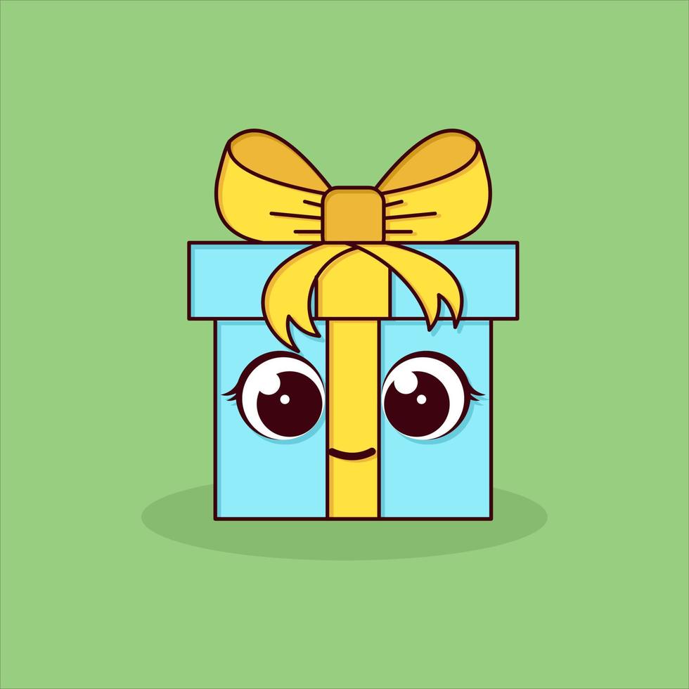 ilustración de vector de estilo de dibujos animados de caja de regalo