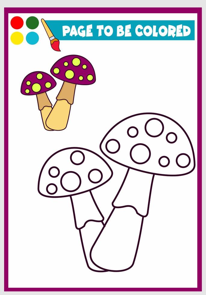 coloring book with cute mushroom vector