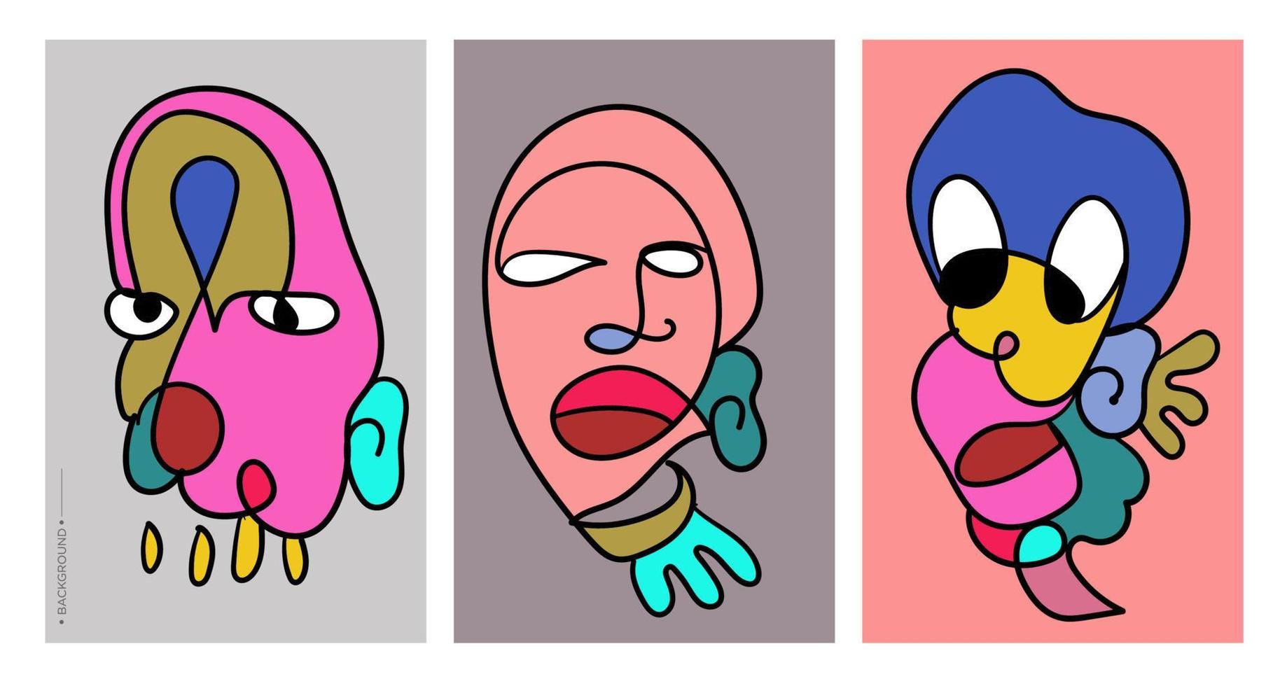 Colorful Face and head art illustration vector