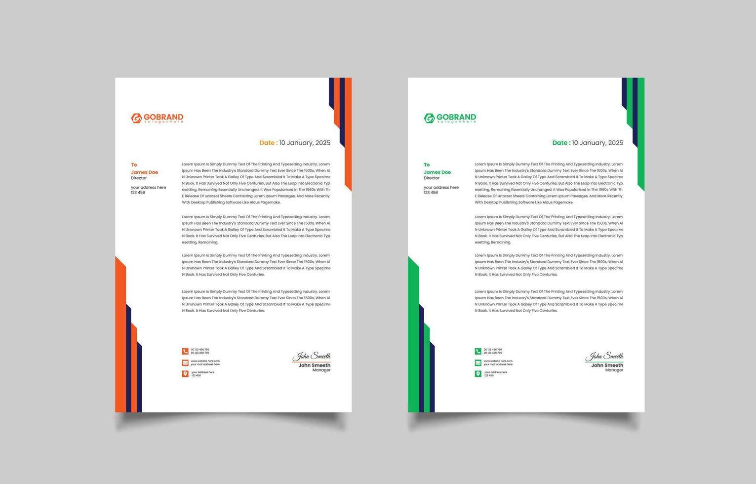 Modern and professional creative letterhead template design vector