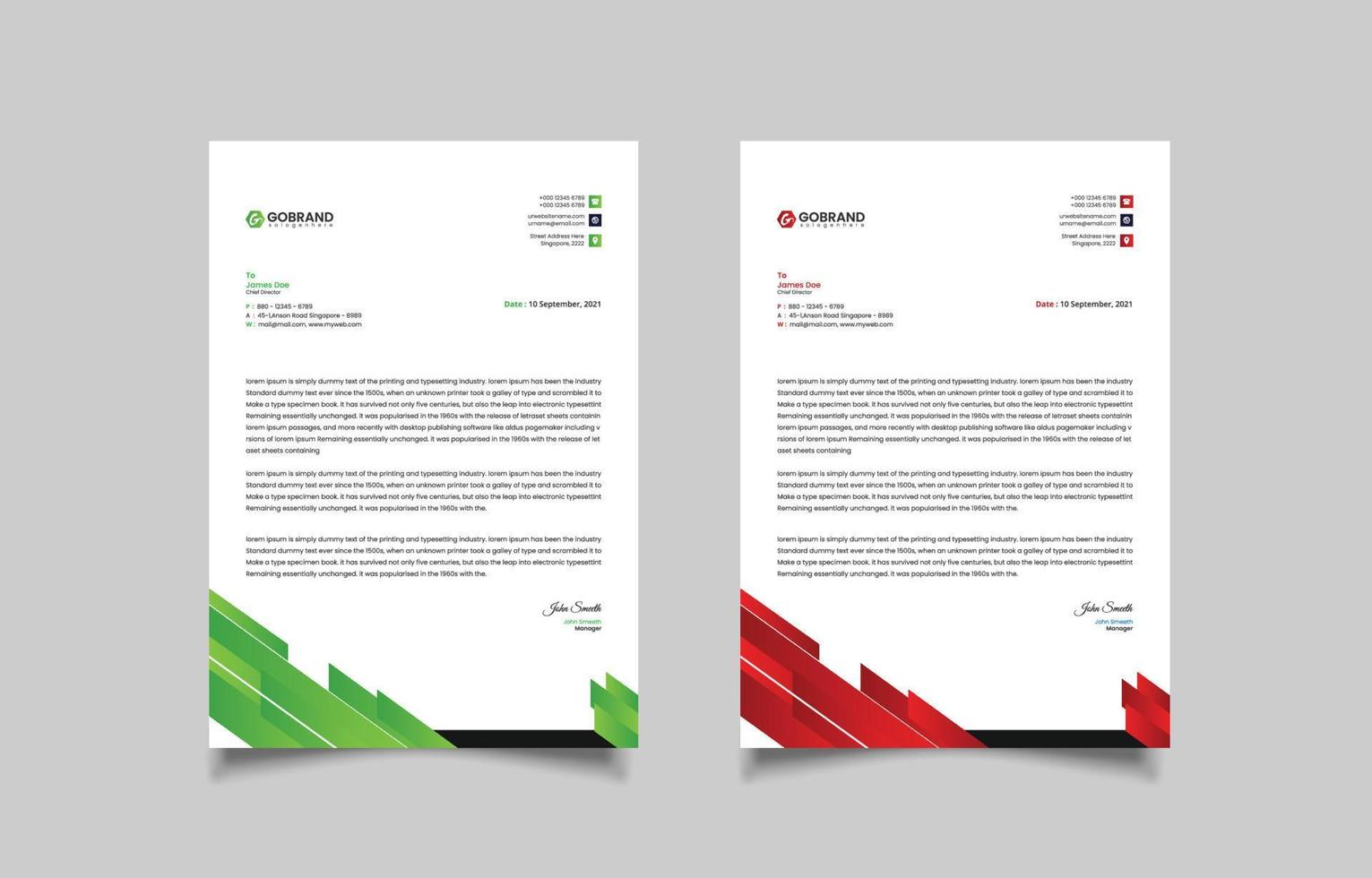 Modern and professional creative letterhead template design vector