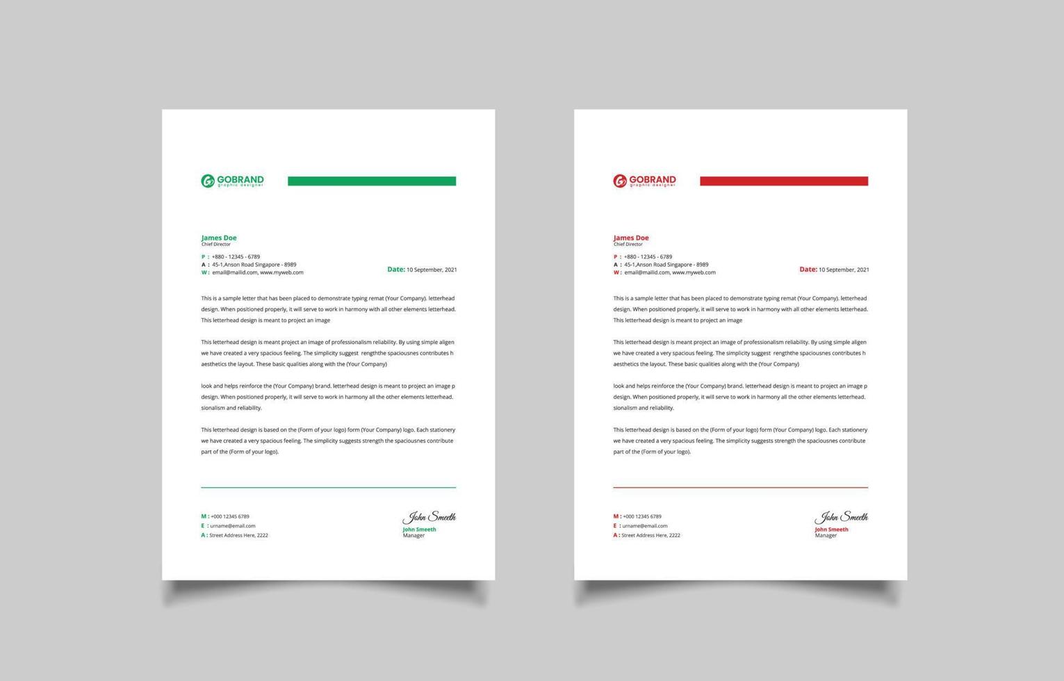 Modern business letterhead with colorful template vector