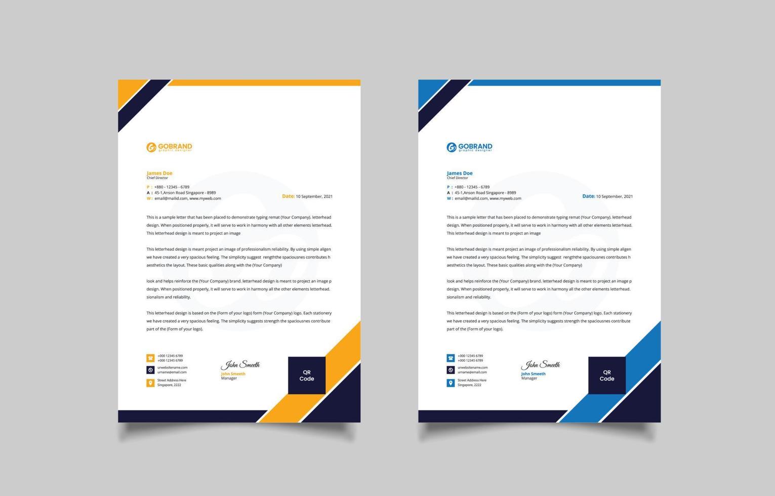 Modern business letterhead with colorful template vector