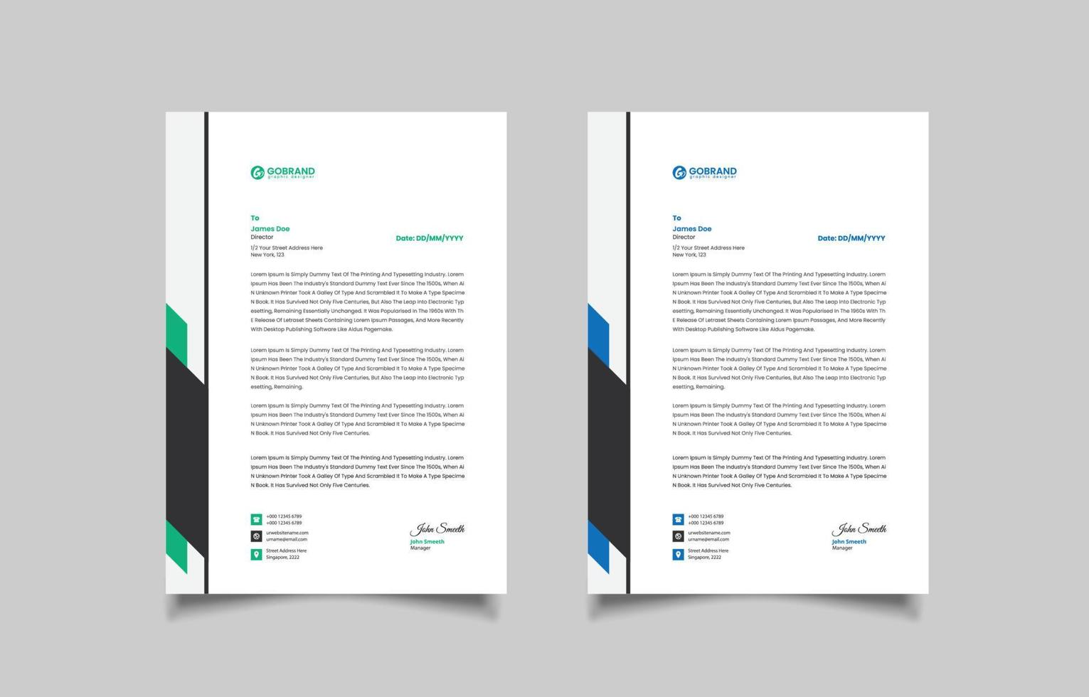 Modern business letterhead with colorful template vector