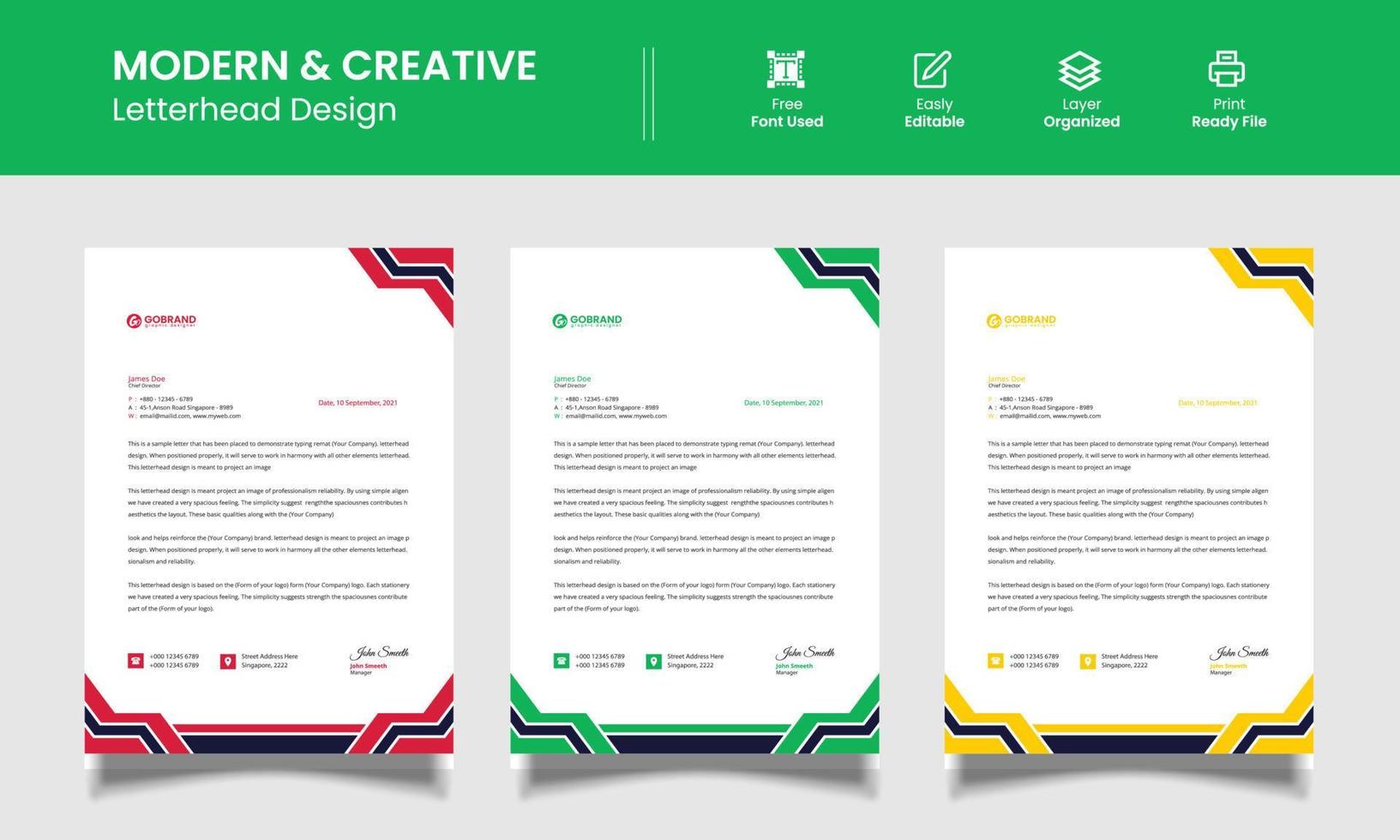 Modern Business Letterhead Template Design vector
