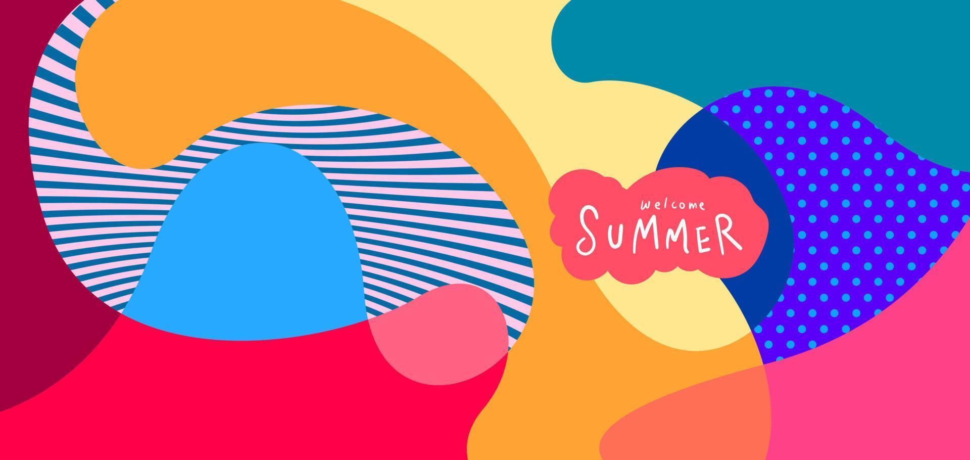 Colorful abstract curve and fluid background for summer banner vector