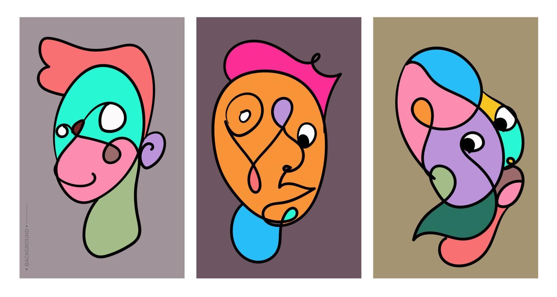 ilustración colorida del arte de la cara y la cabeza vector