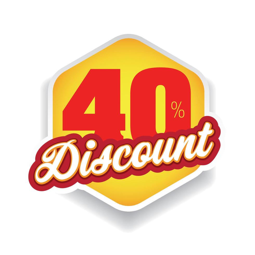 Fourty percent discount label vector