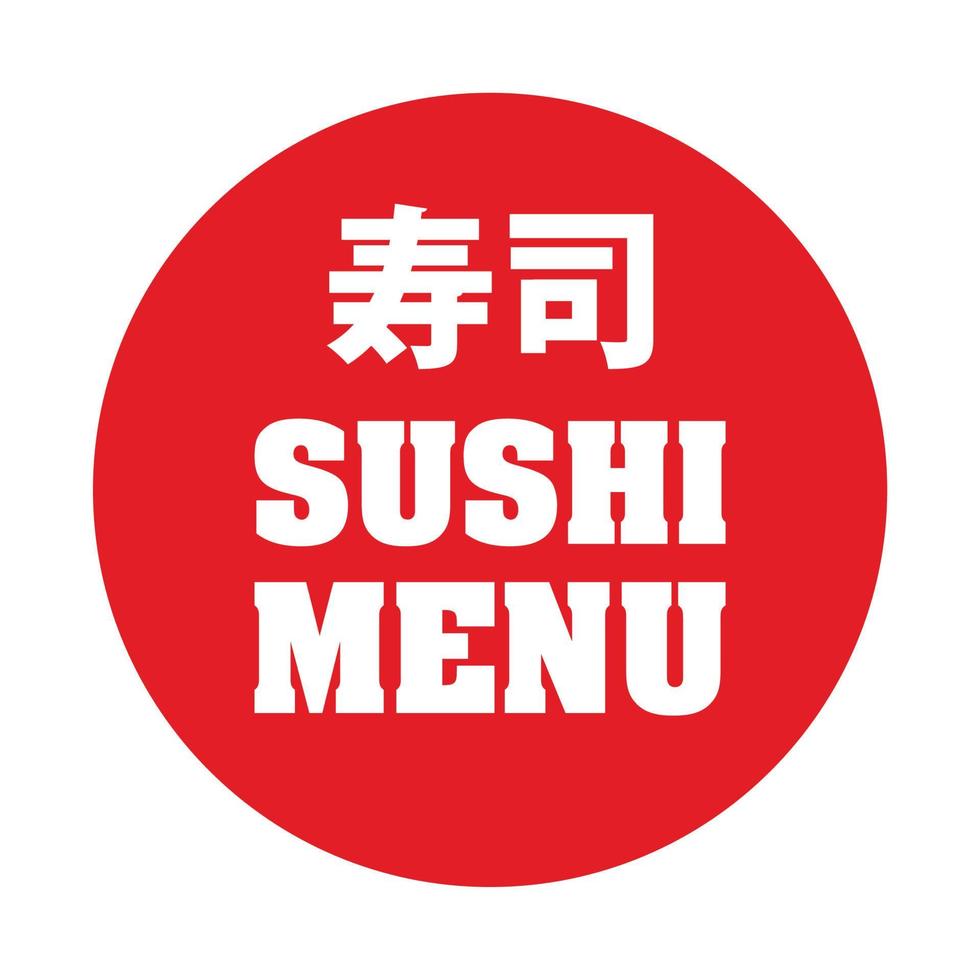 Sushi Menu sign with japanese translation vector