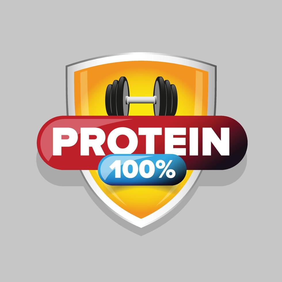 Whey Protein sign on shield vector