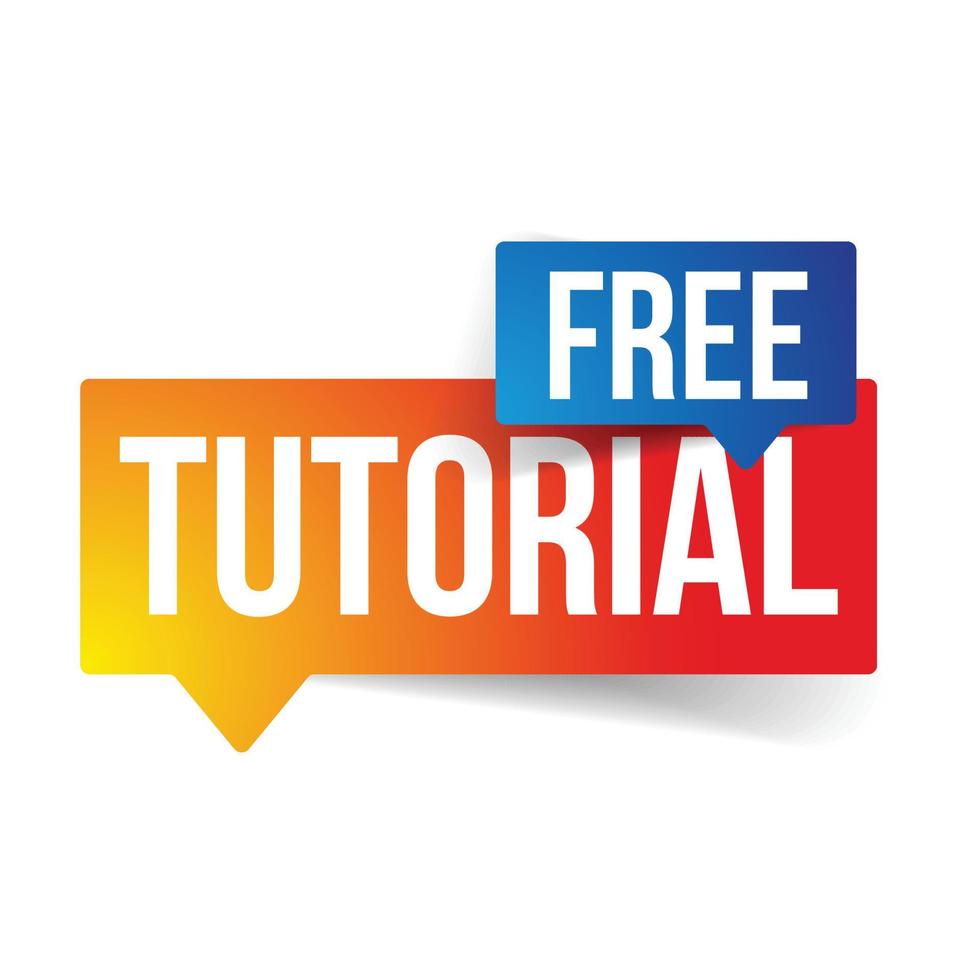 Free Tutorial sign label speech bubble vector