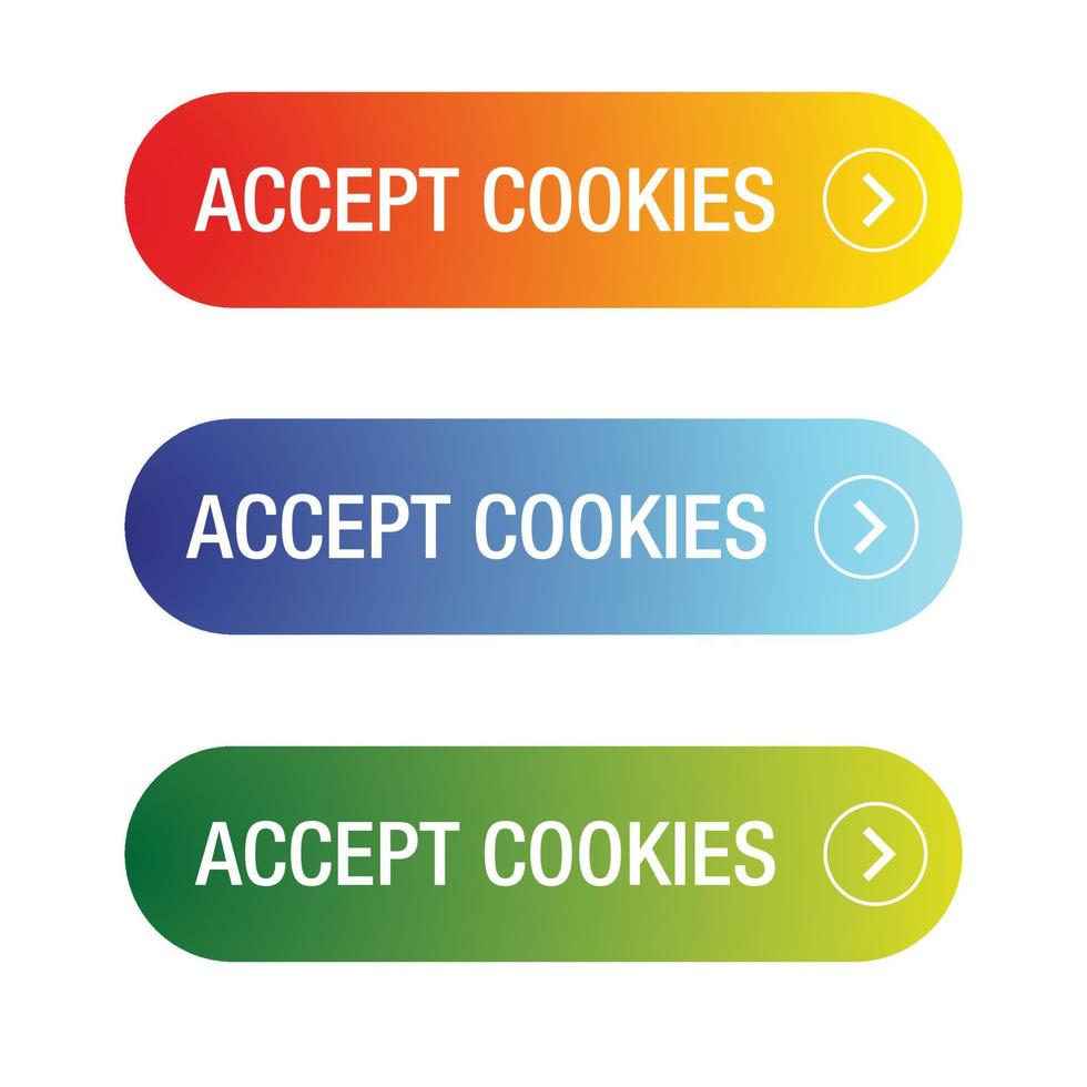 aceptar cookies haga clic en conjunto de botones vector