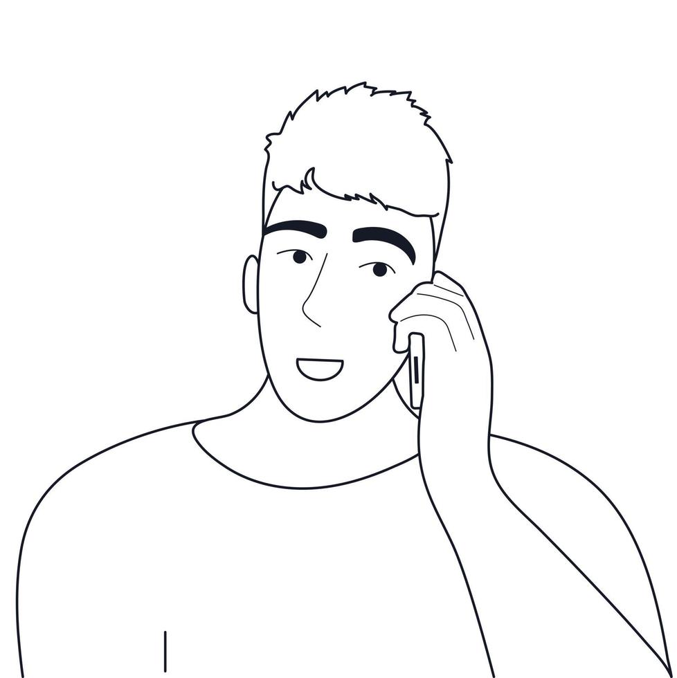 el tipo está hablando por teléfono. vectorial, fondo blanco. vector