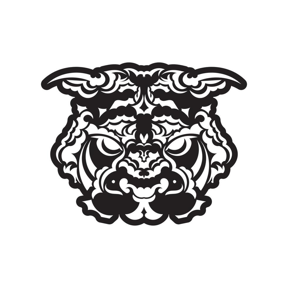 A black and white tiger head with a pattern vector