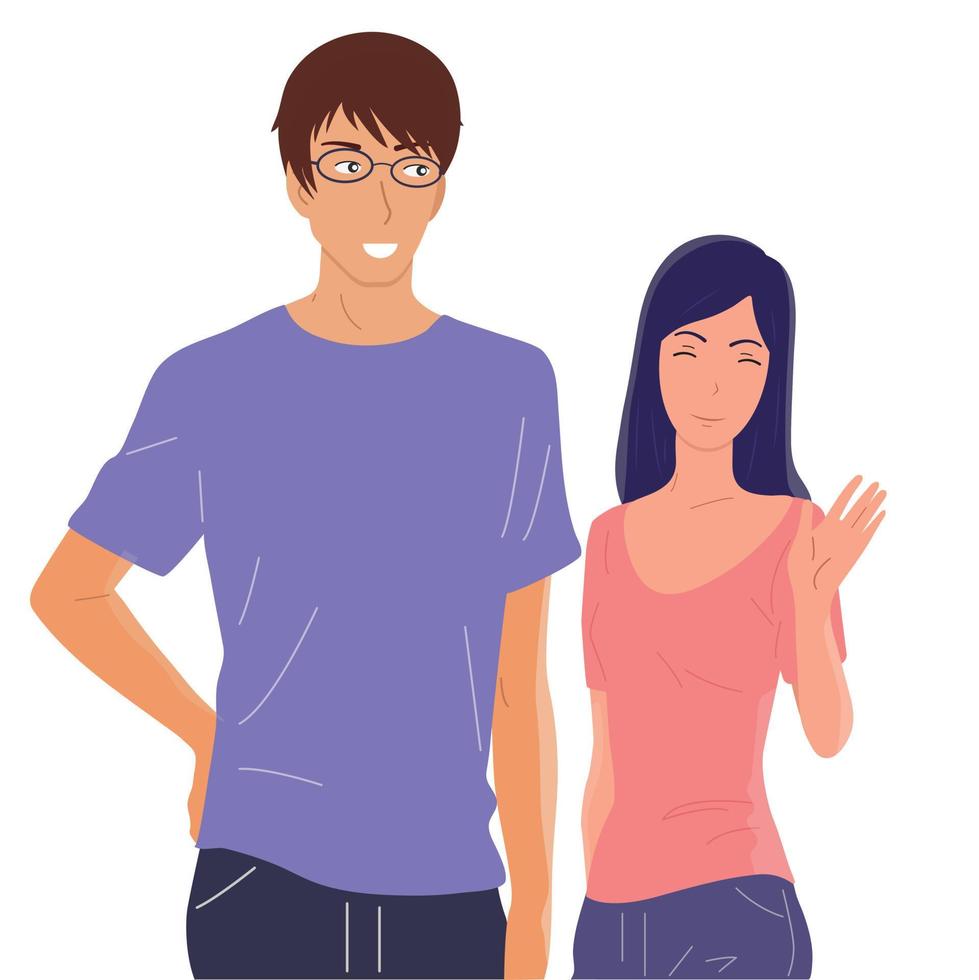 Young people enjoy life. Smile and good mood. Vector, flat. vector