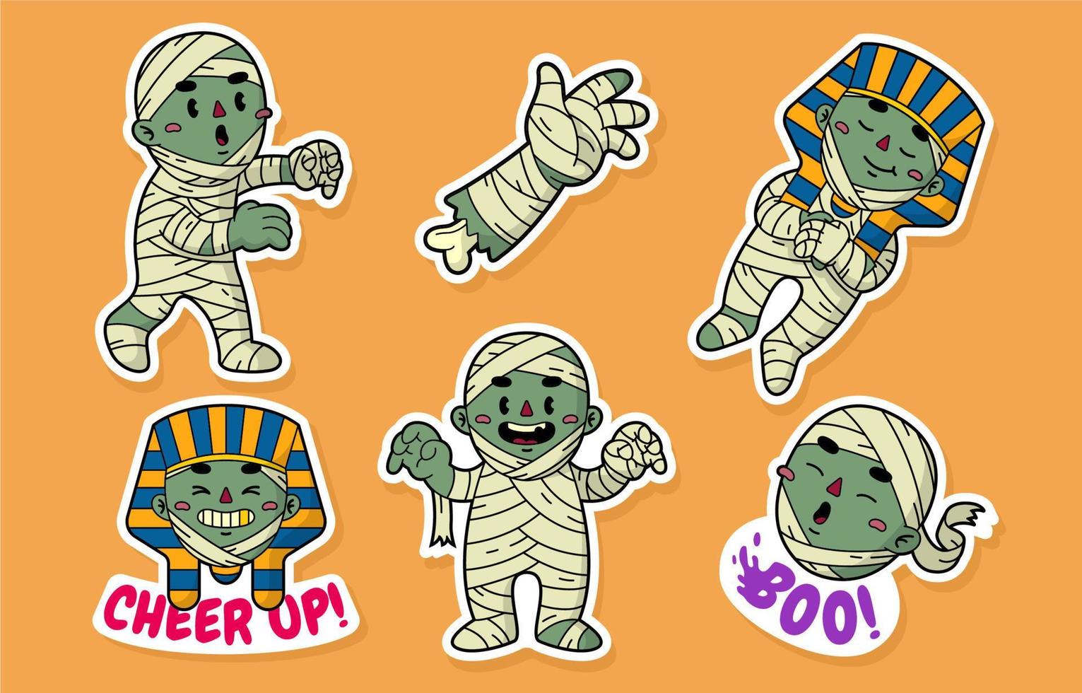 Hand Drawn Flat Egyptian Mummies Collection vector