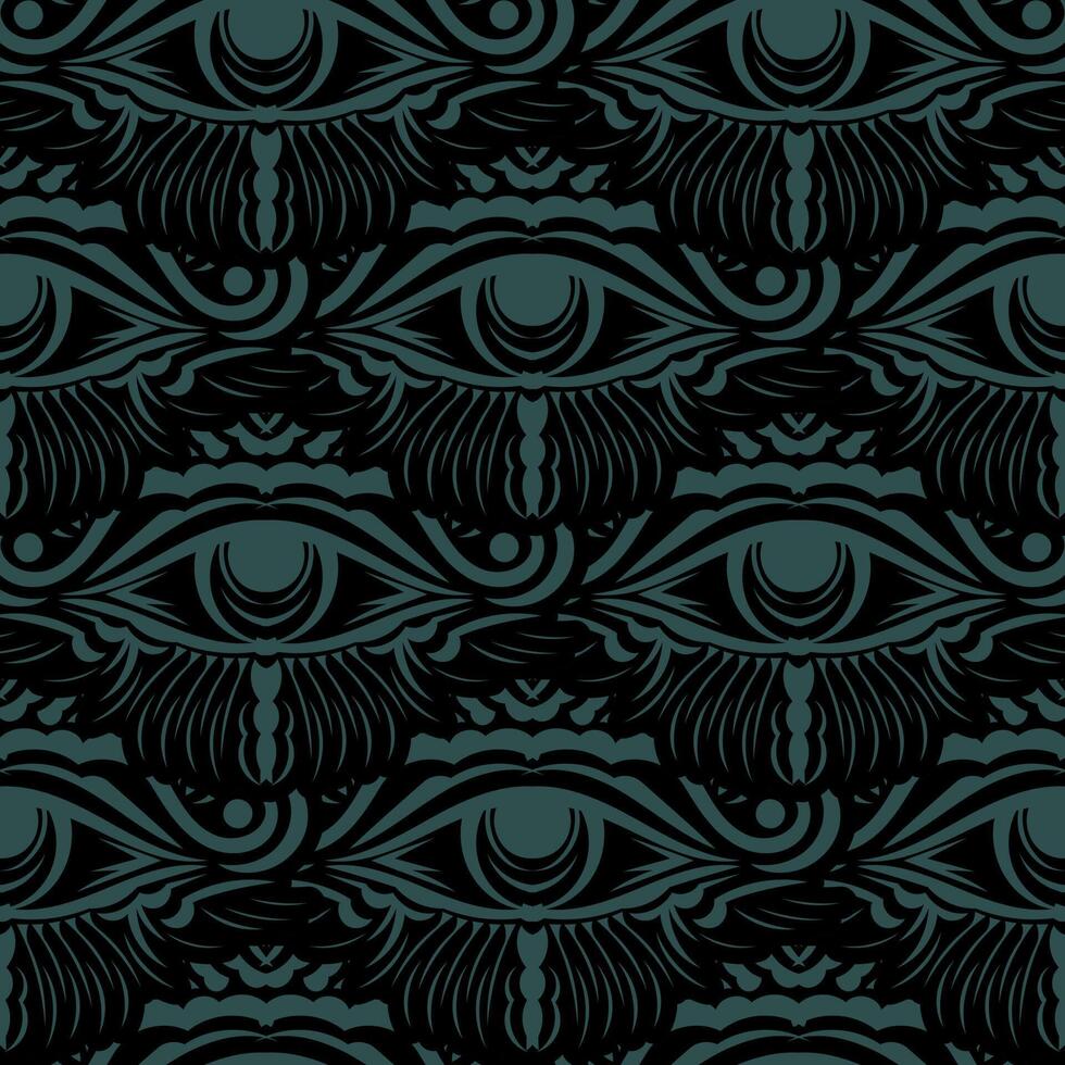 A black and green pattern with an eye on it vector