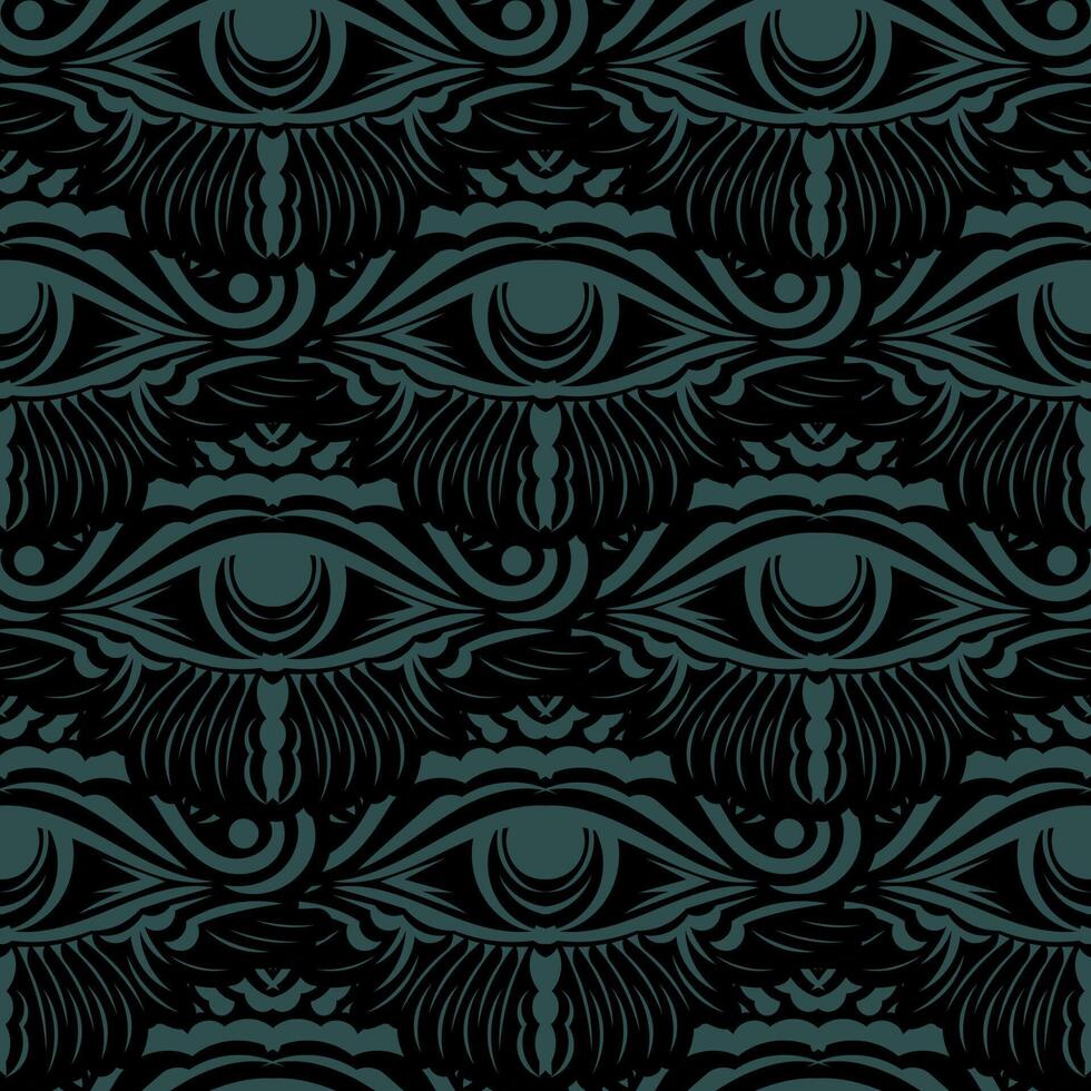 Dark green seamless pattern All seeing eye. Good for backgrounds, prints, clothing and textiles. Vector illustration.