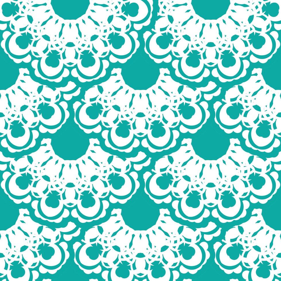 A turquoise and white lace pattern vector