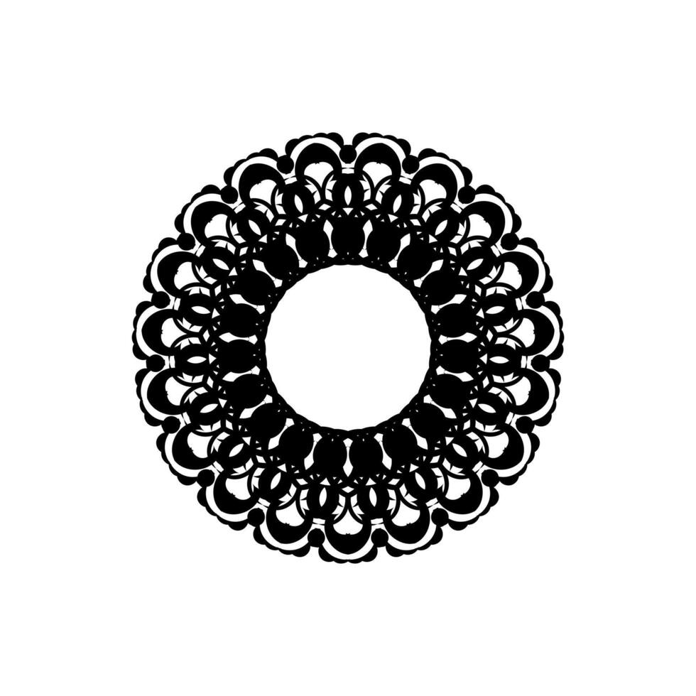 A black and white circular design with a circular pattern vector