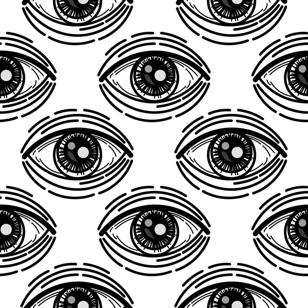 Evil eye vector seamless pattern. Magic, witchcraft, occult symbol, line art collection. Hamsa eye, magic eye, decorative element. Fabric, textiles, gifts, wallpaper.