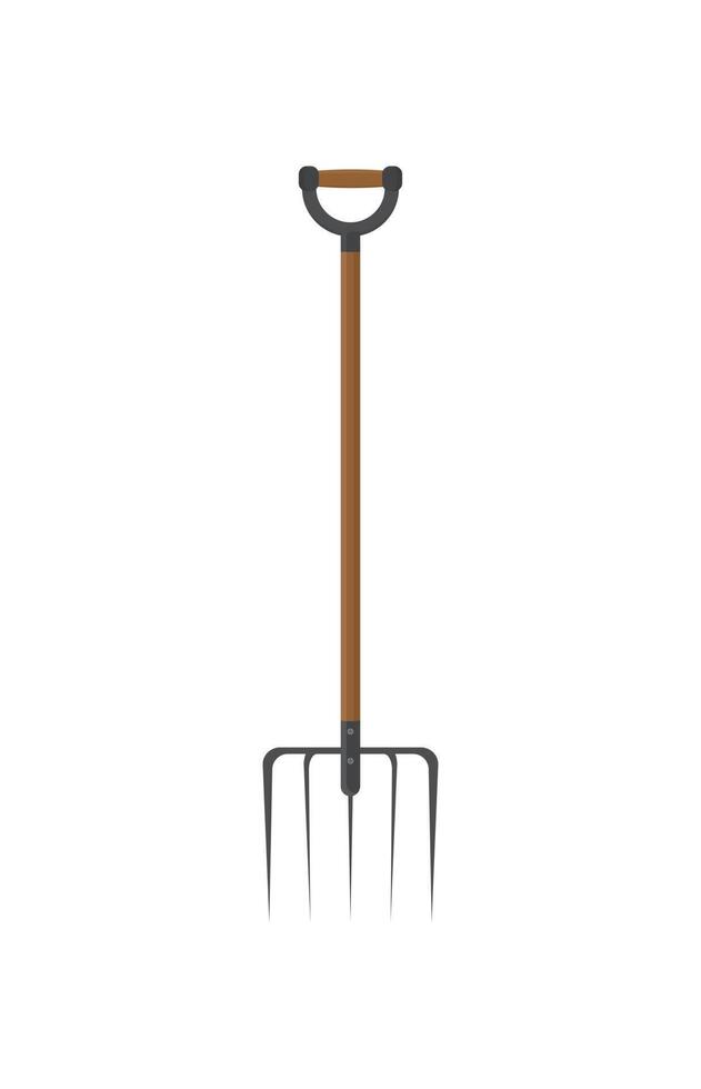 A garden fork with a handle on a white background vector