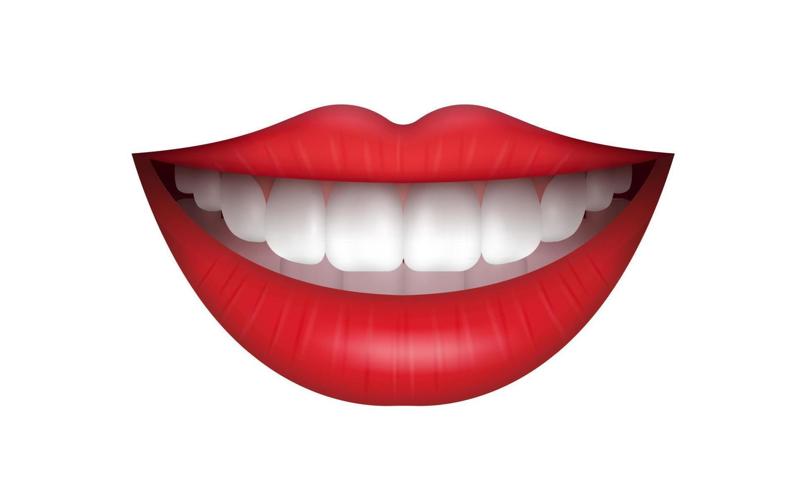 labios rojos realistas ilustración vectorial aislado en blanco icono impresión colorida moda glamour chicas belleza lápiz labial maquillaje vector
