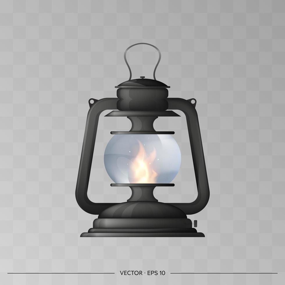lámpara de queroseno vectorial. lámpara de camping de estilo realista. vector
